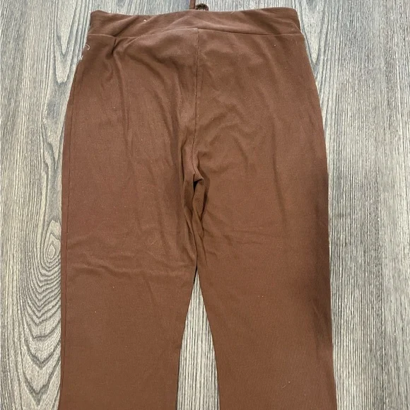 SO Womens High Rise Flare Pants Ribbed Drawcord Waist Stretch Brown Size M - Picture 7 of 8